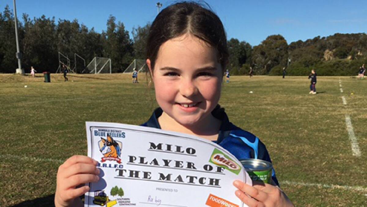 TOP PLAYER: Ruby Smith was the U8s Milo Match Player this week. Ruby was unlucky not to have scored heaps of tries this week falling short of the try line.