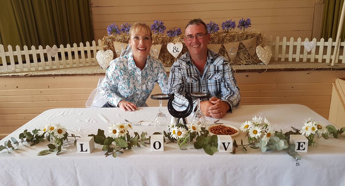 LOVE: Jenny Caldwell and Mick Brown celebrate their wedding reception at Bibbenluke Hall.