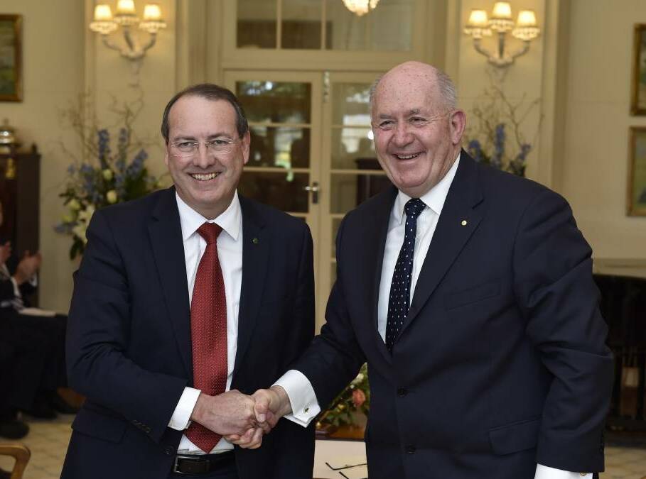 APPOINTMENT: Member for Eden-Monaro Peter Hendy is sworn in as the Assistant Minister for Productivity by the Governor-General Sir Peter Cosgrove.