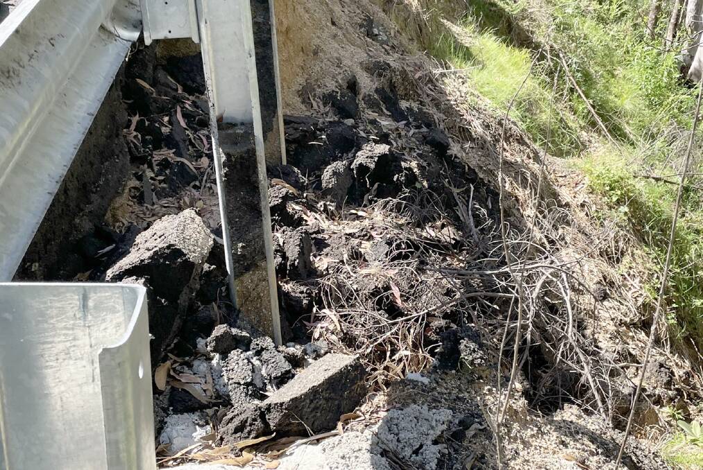 Landslips have been a regular occurrence on the Snowy Mountains Highway at Brown Mountain following periods of heavy rain. Picture supplied