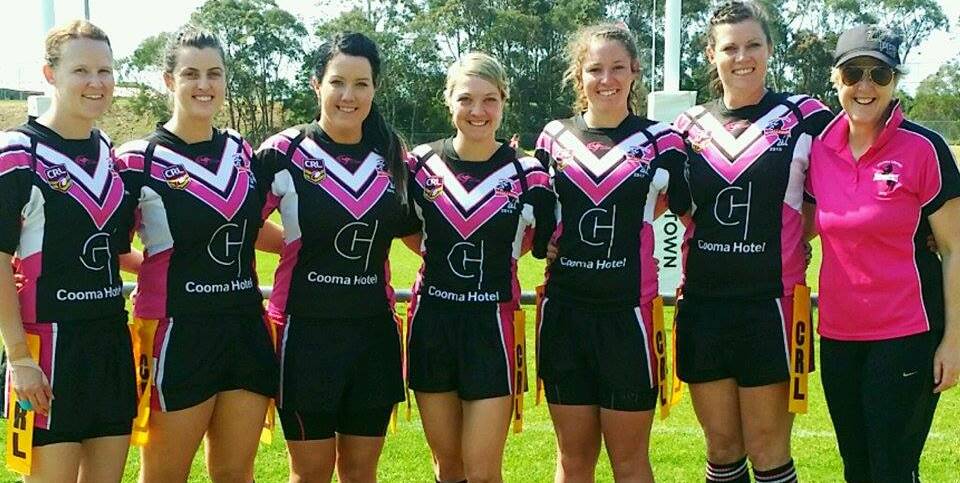 BOMBALA FILLIES: Tash Stewart, Monique Ingram, Chloe Hodak, Jane Peadon, Keiarna Rodwell, Maree Coates and team manager Sue Morgan played well in the Premier's League Tag Challenge in Newcastle.