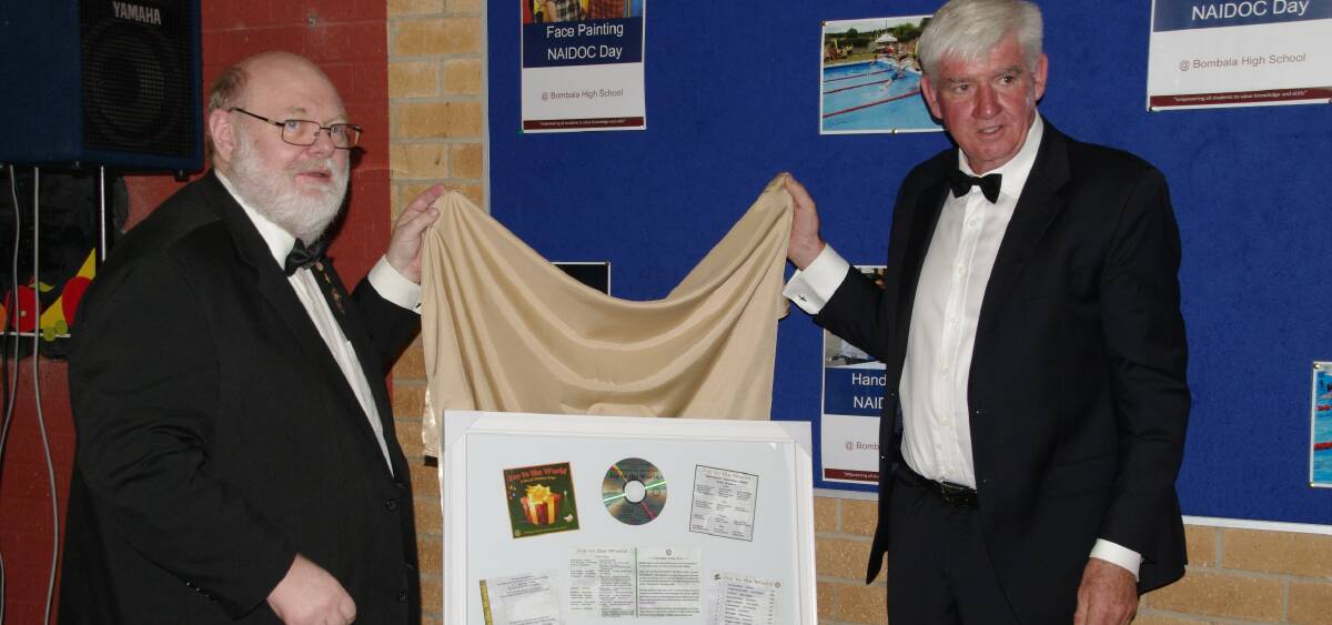 LAUNCH: Rotary representative Michael Pedler and Bombala Mayor Bob Stewart unveil the CD.