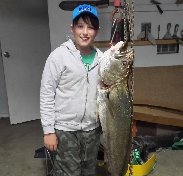 Monster: Kalaru's Ryan Mackay caught this 22lb behemoth of a jewfish fishing at Mogareeka on Saturday. Picture: supplied