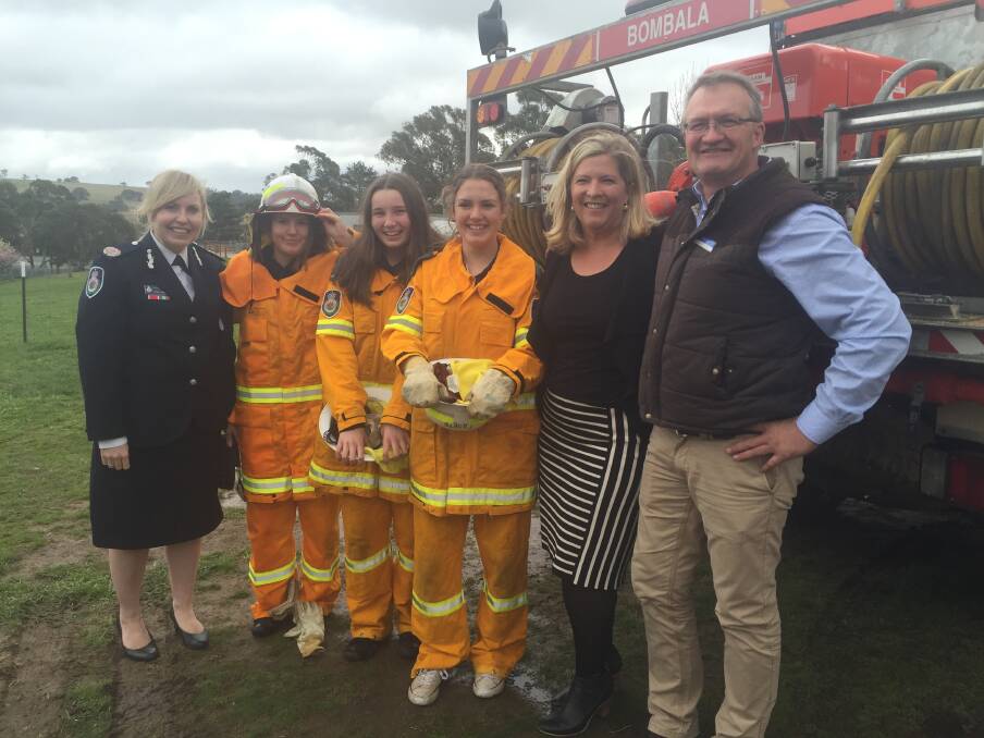 The Hon. Bronnie Taylor MLC with some students from Bombala High School that have just completed their cadet firefighter training.