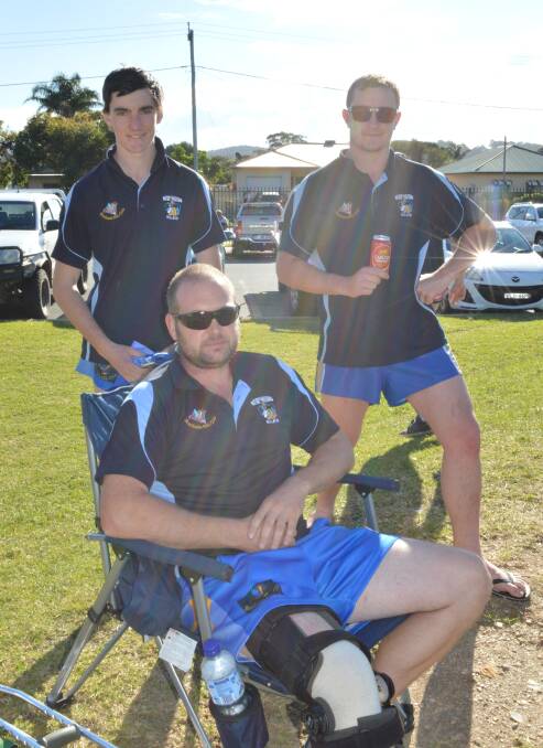 Alex Rosten, Slade Newton and Warren Martin on the sideline at Narooma cheering on the High Heelers on Sunday.