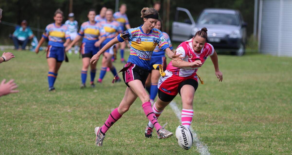 HIGH CLASS: The Bombala High Heelers captain Patrice Clear had a fantastic game against the Bemboka pink panthers scoring a number of tries. 
