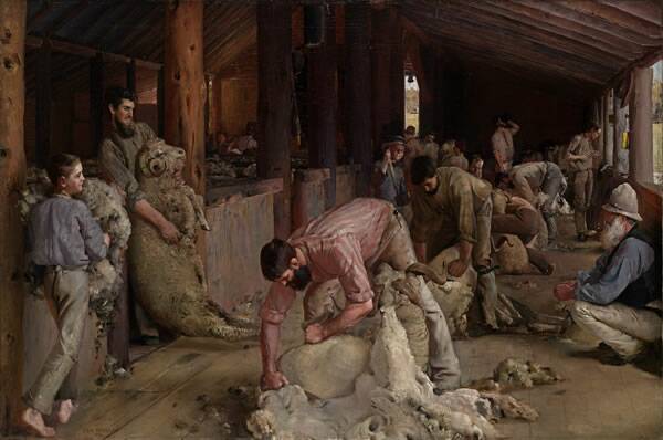 FIRESIDE CHAT: Australian Artist Tom Roberts famous painting Shearing the rams 1890.