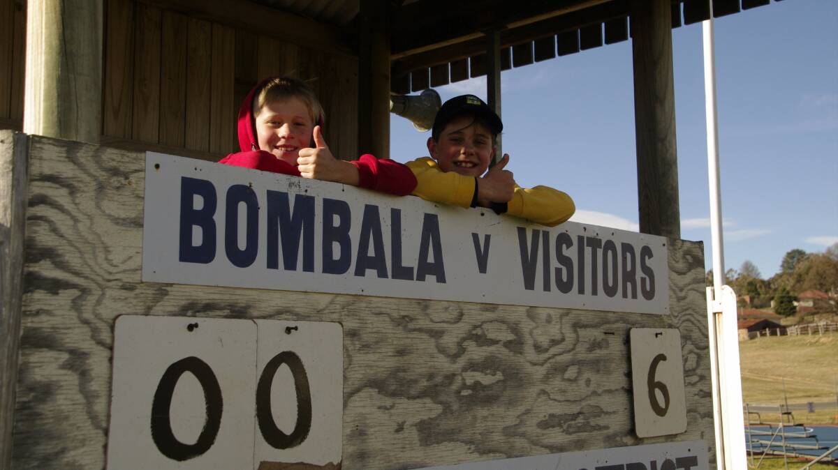 Sam Robinson and Finn Sullivan were doing a terrific job keeping score at the rugby league football in Bombala on Sunday.