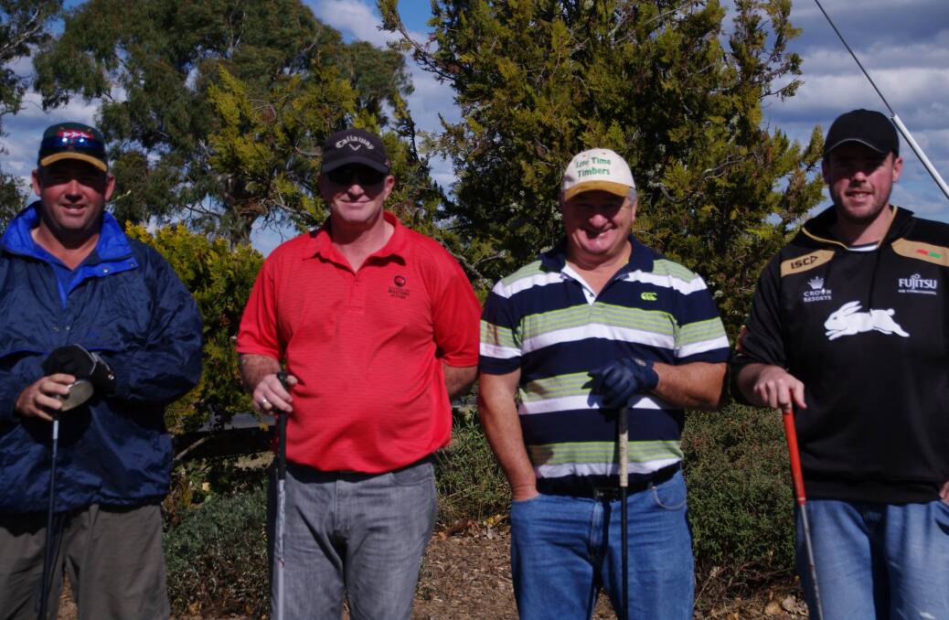 Brad Yelds, Brad Tonks, Paul Halligan and Joel Cherry getting ready for a round of golf at the Sunday Championships.