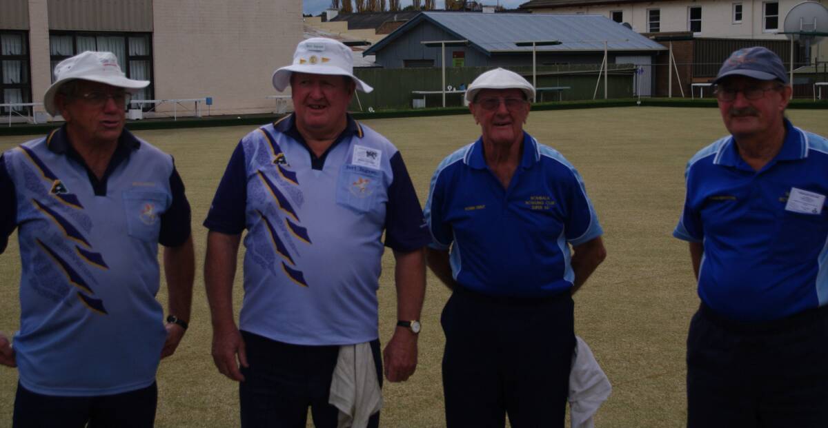 BOMBALA BOWLS: Brian Douch, Bert Ingram, Robin Dent and Brian Beileiter rolled up for a game of lawn bowls at Bombala Bowling Club on the weekend.
