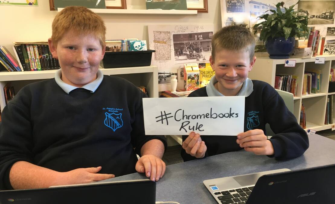 St Joseph's Primary School senior students Ted Faichney and Jay Voveris reckon Chromebooks rule.