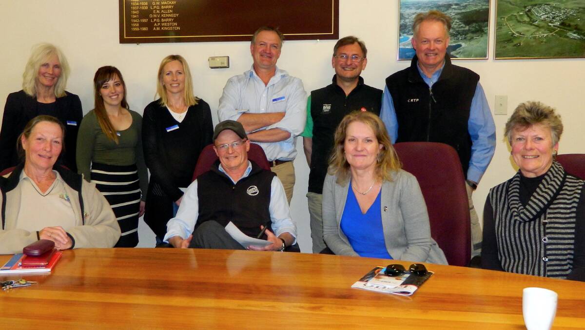CHAMBERS MEET: Back left Deb Paton – Event Co-Ordinator, Snowy Monaro Regional Council, Katherine Miners – Executive Assistant to Administrator, Snowy Monaro Regional Council, Donna Smith – Tourism Manager, Snowy Monaro Regional Council, Dean Lynch – Administrator, Snowy Monaro Regional Council, Bruce Easton – Jindabyne Chamber of Commerce, Tim Corkhill – Lake Eucumbene Chamber of Commerce. Front Sue Winchester – Dalgety Chamber of Commerce, Gordon Jenkinson – Jindabyne Chamber of Commerce, Kathy Kelly – Cooma Chamber of Commerce, Suzanne Dunning – Cooma Chamber of Commerce.