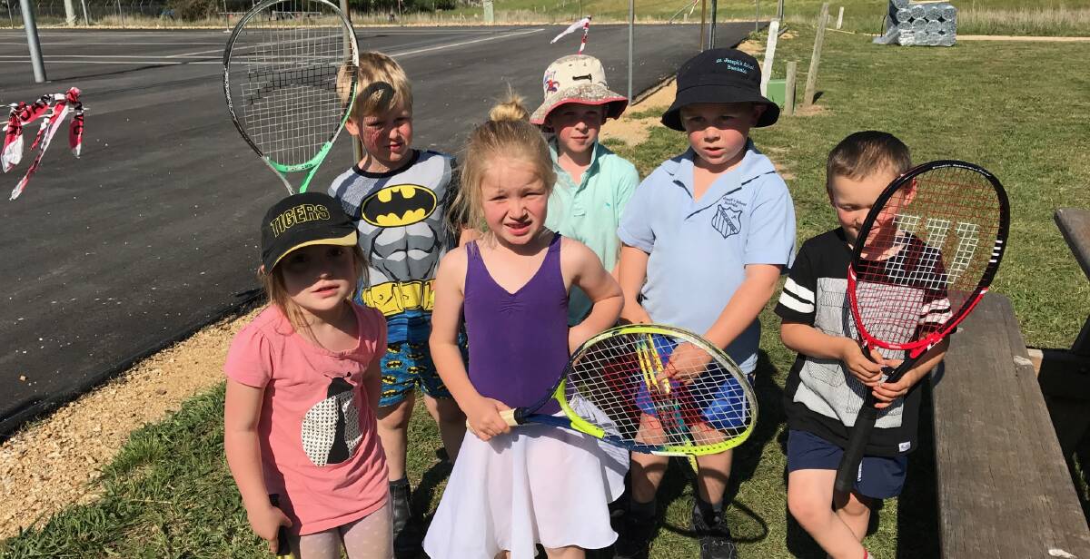 Annabella Camm, Wyatt Preston, Bella Tonissen, Logan Nichol, Aspen Cameron and Dustin Voveris started tennis lessons in Delegate last week. 