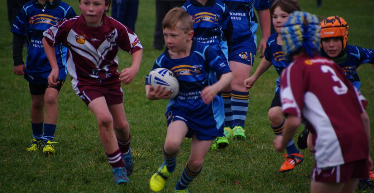 GREAT PLAY: Josh Tellis displayed some amazing footwork and speed in the Bombala Junior Rugby League against Tathra on Saturday. 