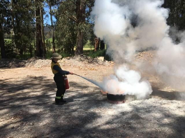 FIRE PREPARATION: One of the firefighters at the recent fire-preparation training course held in Bombala this week.