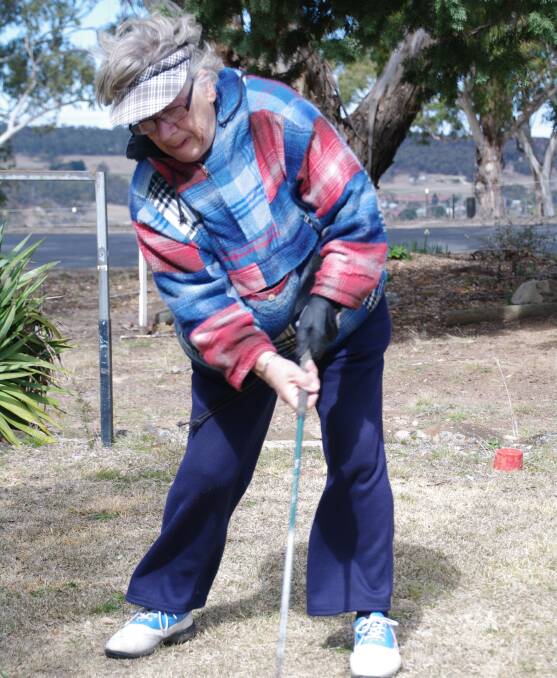 TEE-OFF: Bombala's Jean McClean gets ready to tee-off in a round of golf with the ladies at Bombala Golf club on the weekend.