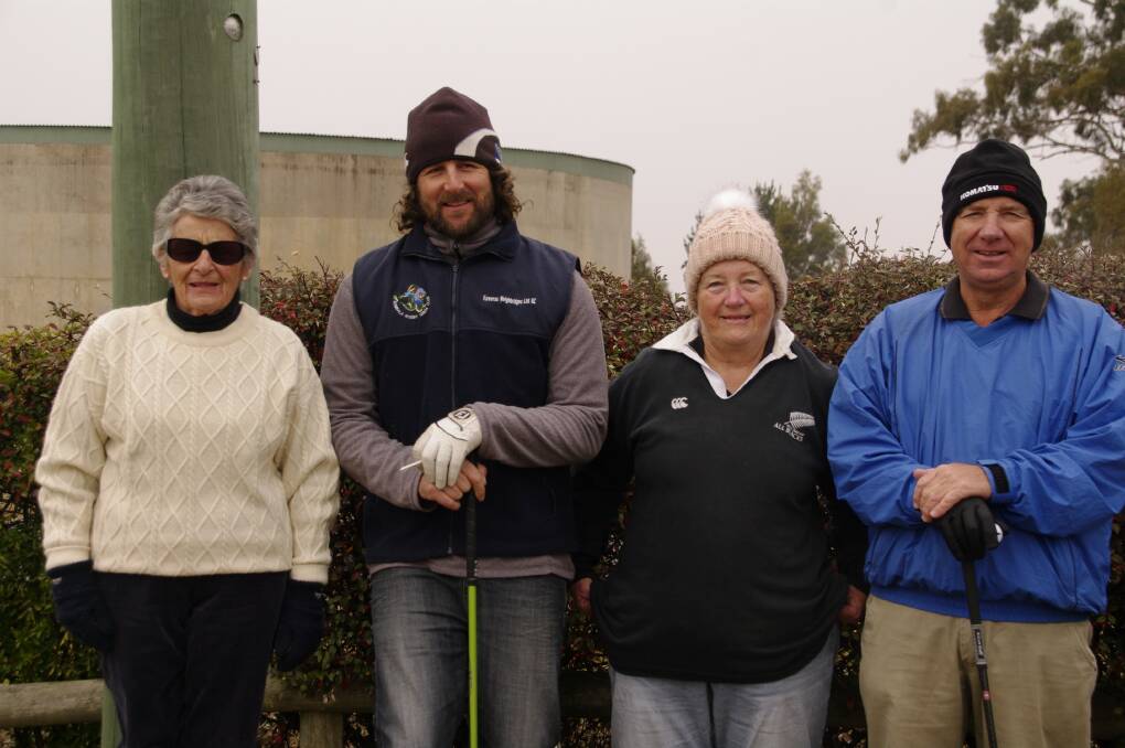 Bombala Golf Club members Dianne Ingram, Simon Stephens, Heather Brown and Colin Gronow getting ready to tee off at Bombala on Sunday.