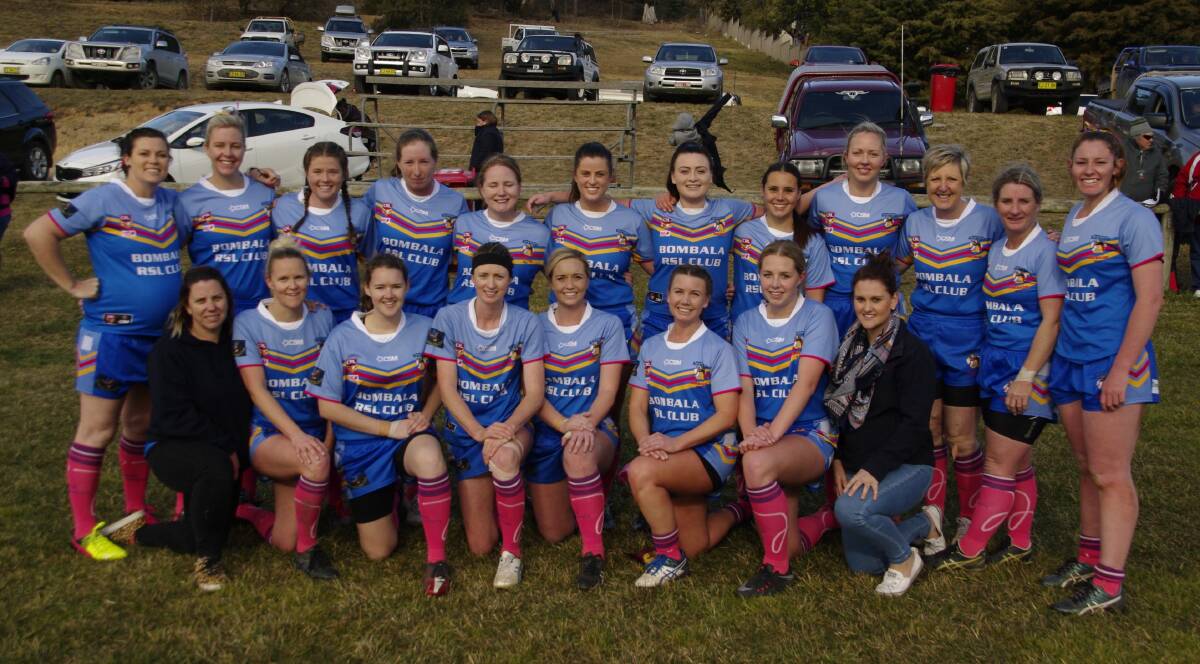 HIGH KICKIN': Bombala Blue Heelers Rugby League Football Club's ladies' tag team, the High Heelers, before going out to play Eden on Saturday.