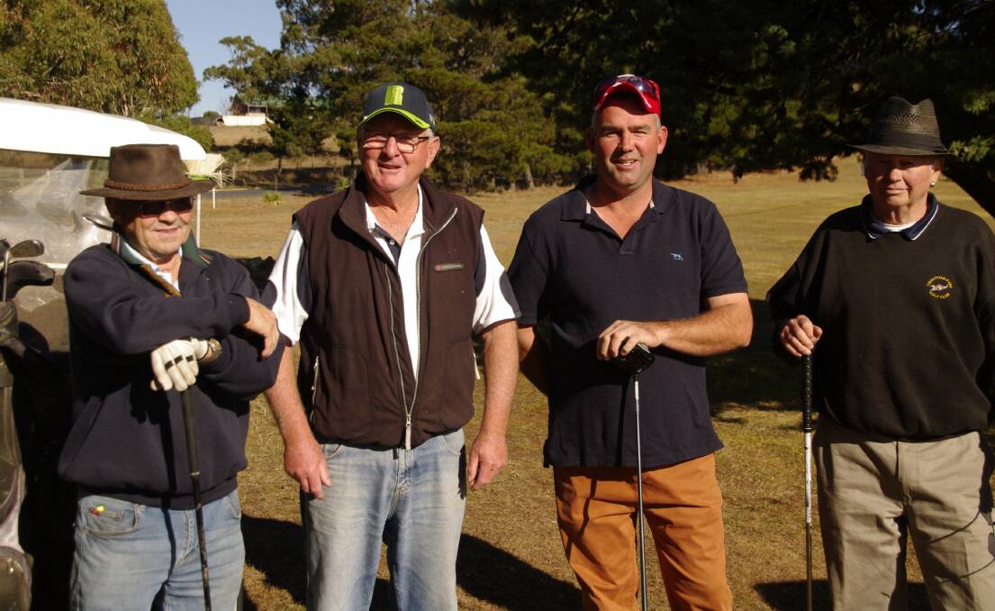 It was a beautiful day for golf on Sunday as Merv Douch, Bill Quin, Brad Yelds and Bob Key prepare to tee off in the Bombala Men's Open.