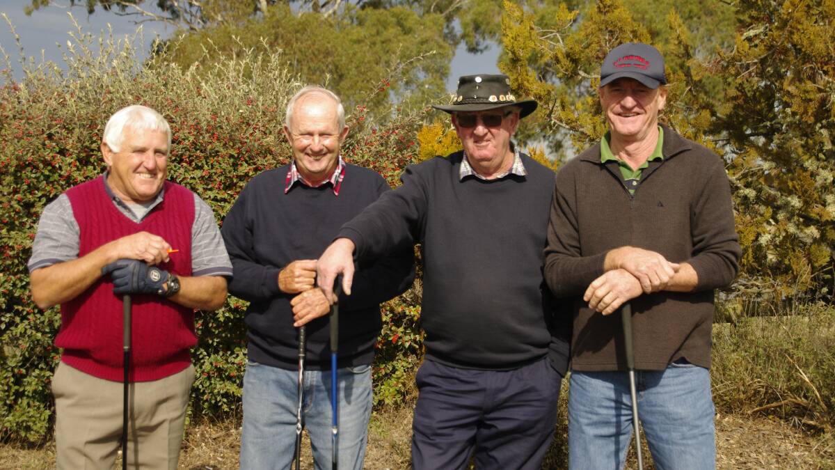 GOLFING GUYS: Getting ready to play another round at the weekend are Herbie Elliott, Pepper Thompson, Phillip McIntosh and Ray Crawford.