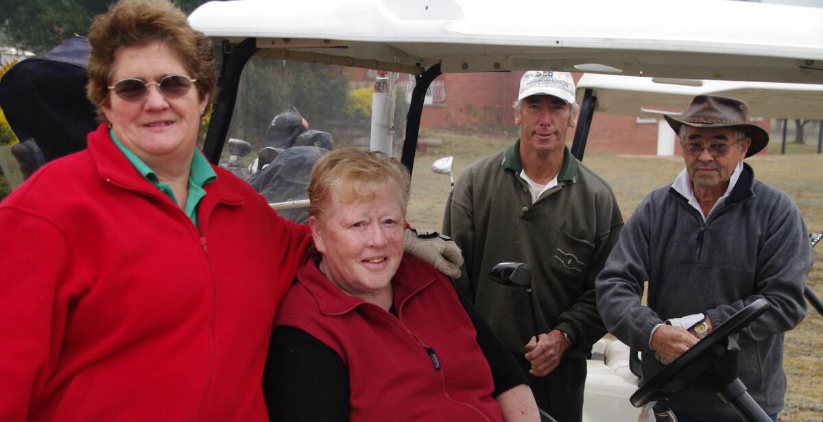 BOMBALA GOLF: Joy Douch, Chris Douch, Ray Fermor and Merv Douch head out from the club house for a round of golf on the weekend.