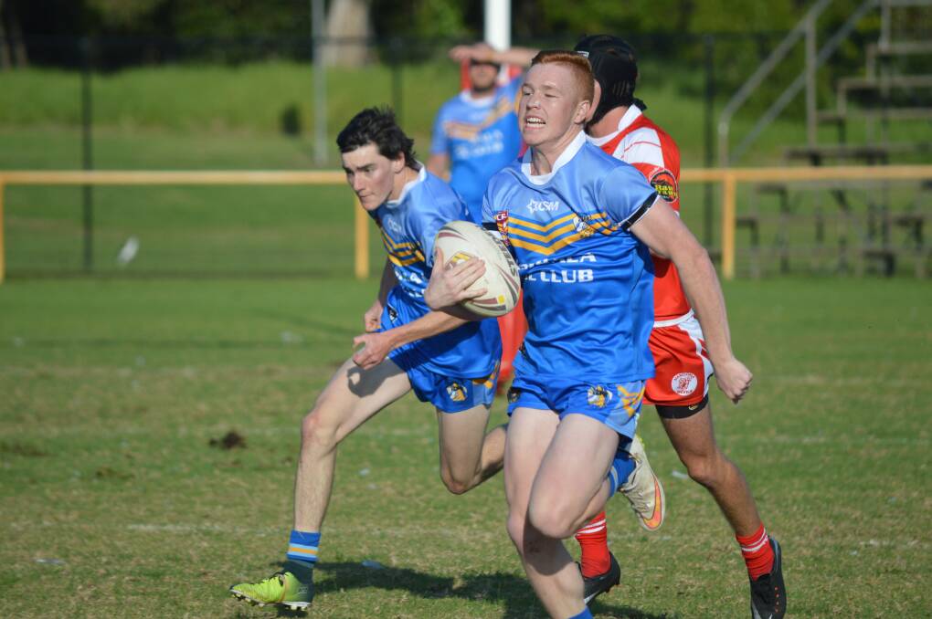 BRILLIANT TRY: Bombala first grader, Tyler Jones intercepted a Narooma pass and ran the length of the field to score under the posts against Narooma on Sunday.