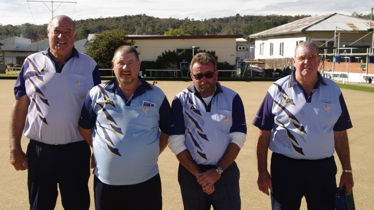 Bombala lads ready to give it their best shot at the bowls finals on Saturday were Russell Yelds, Greg Griggs, Carey Elton and Barry Crouch.
