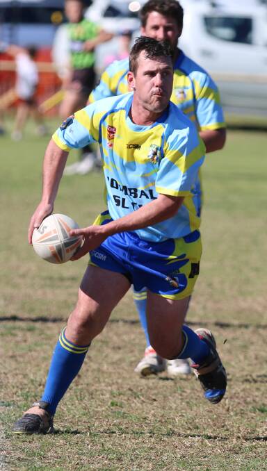 GRAND FINALIST: Blue Heeler reserve player Mick Sullivan run with the ball during Sunday's elimination semi against the Moruya Sharks at Narooma.