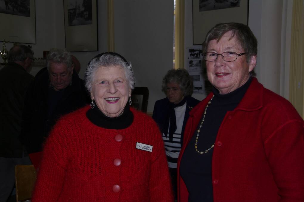Bonnie Llewellyn and Pam Thompson enjoy a visit to the Bombala & District Historical Society Open Day on Saturday.