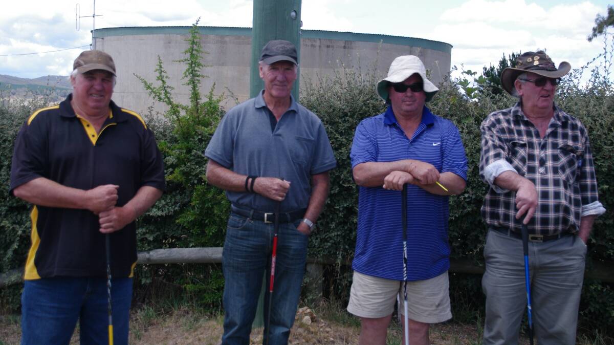 Bombala golfers Leon Jones, Daryl White, Tony Brady and Phillip McIntosh get ready to play a round at the Bombala Golf Club over the weekend.