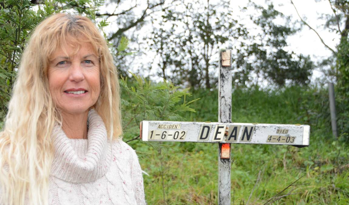 EMOTIONAL TRIBUTES: Sue Welsh says the more personalised roadside memorials they are, the more impact they have as road safety warnings to other drivers.