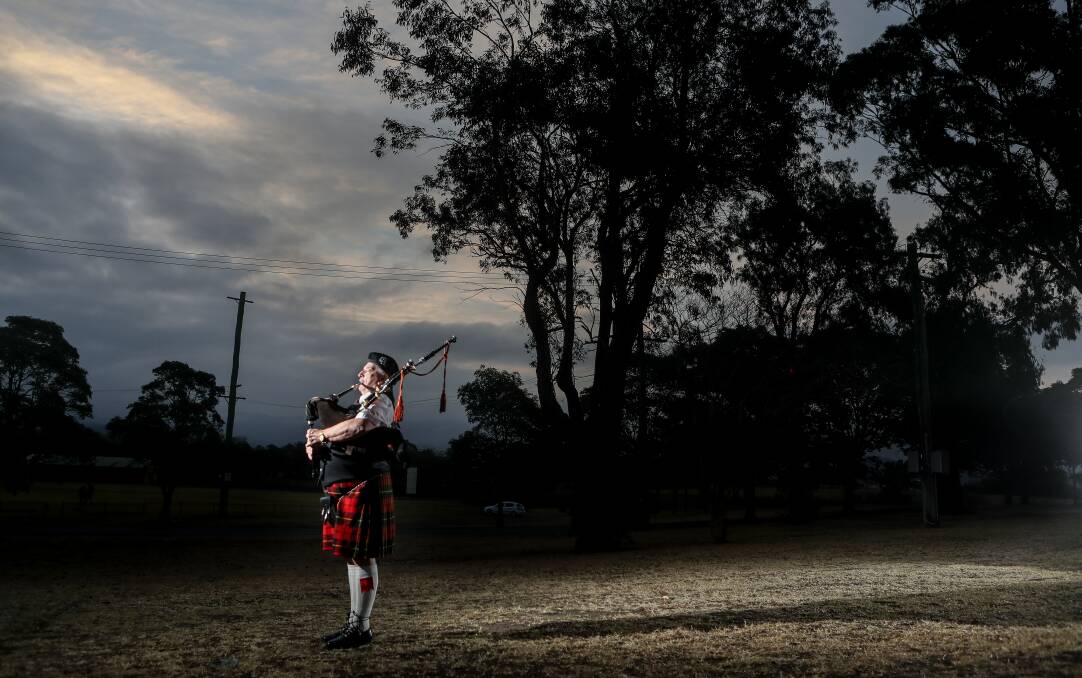 Illawarra Pipe Band member ​at the Albion Park showgrounds. Picture: Adam McLean