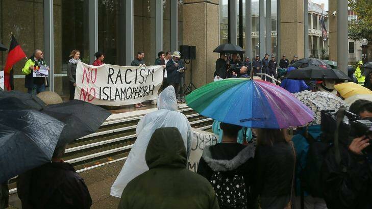 A community rally earlier in 2015 to protest against Islamphobia.  Photo: Joosep Martinson