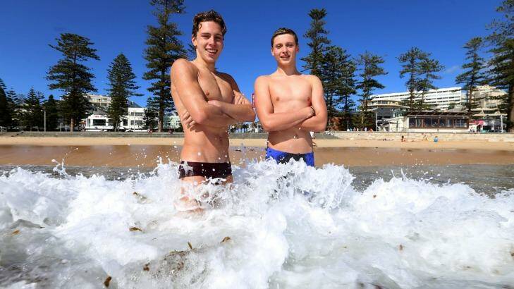 Confident: Callum Lowe-Griffiths and Cormac Guthrie at Manly. Photo: James Alcock