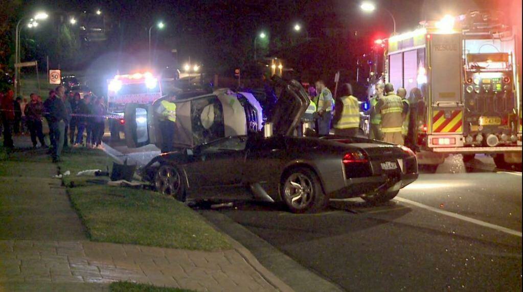 Aftermath: the supercar was in a collision with a Honda in Edensor Park.  Photo: Gary Dring (Top Notch Video)