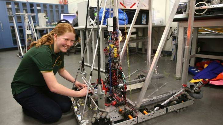 Katherine Allen is year 12 student at Hornsby Girls' High and a member of the Thunder Down Under robotics team. Photo: Tony Walters