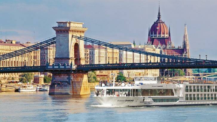 Scenic Diamond on the Danube River in Budapest, Hungary.