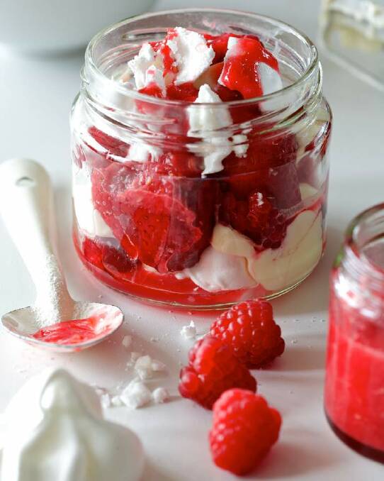 A fine mess: Crush the meringues for this simple Eton mess dessert <a href="http://www.goodfood.com.au/good-food/cook/recipe/eton-mess-20141216-3mmx7.html"><b>(RECIPE HERE).</b></a> Photo: Edwina Pickles