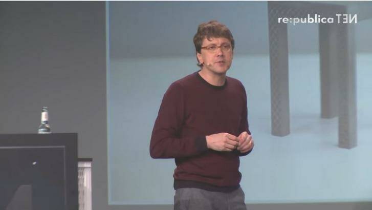 Jeff Kowalski speaks at the re:publica conference earlier this year. Photo: YouTube / republica