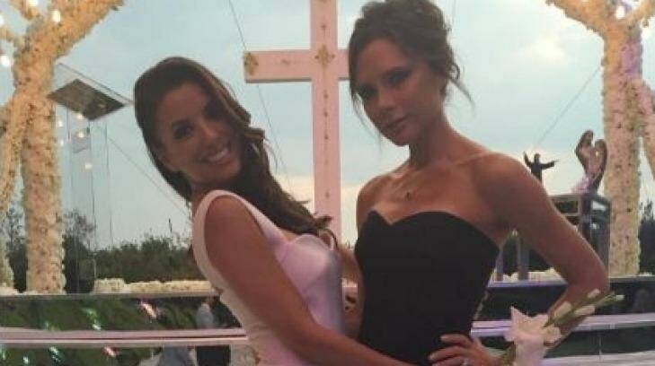 Eva Longoria married for the third time over the weekend in Mexico, wearing a gown designed by her best friend, Victoria Beckham. Photo: Victoria Beckham