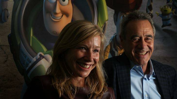 Disney Australia managing director Catherine Powell and  Pixar Animation Studios President and general manager Jim Morris. Photo: Ben Rushton