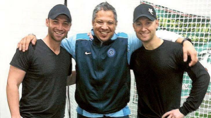 Concerns: Neil D'Costa with Phillip Hughes and Michael Clarke.