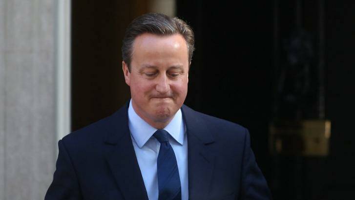 UK prime minister David Cameron prepares to give his resignation speech in Downing Street.  Photo: Chris Ratcliffe