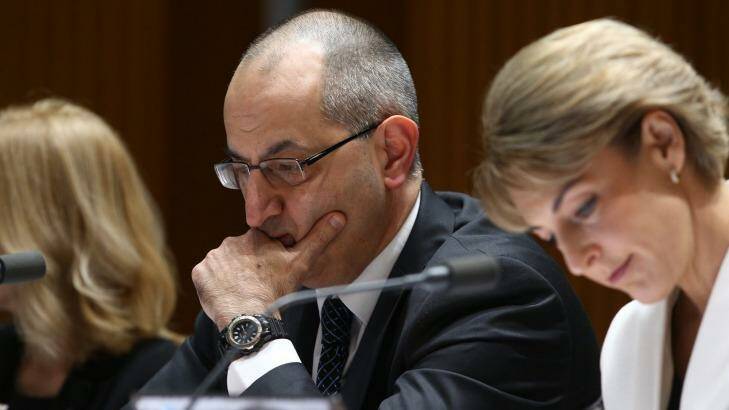 Mike Pezzullo secretary of the Department of Immigration and Border Protection at Senate estimates on Monday. Photo: Andrew Meares