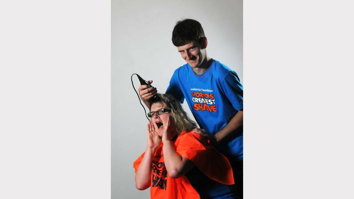World's Greatest Shave preview: Kateland Marshall of Exeter and her brother Luke Sulzberger of Launceston. Photo: PAUL SCAMBLER