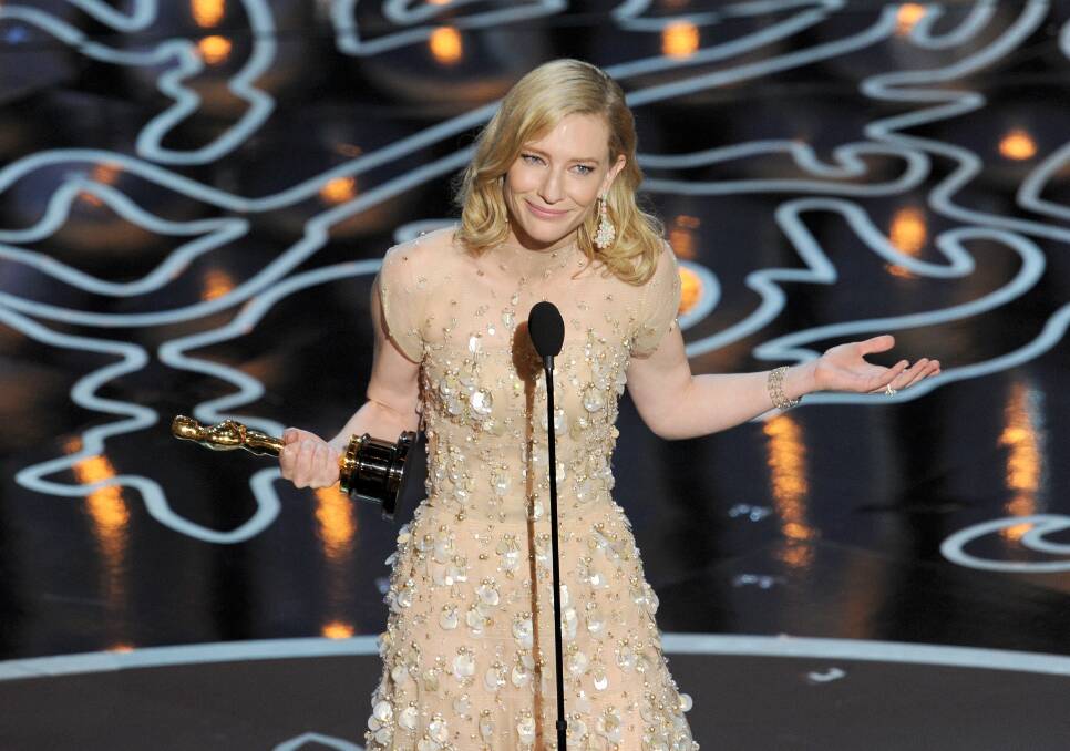 Actress Cate Blanchett accepts the Best Performance by an Actress in a Leading Role award for 'Blue Jasmine' onstage during the Oscars at the Dolby Theatre on March 2, 2014 in Hollywood Photo: GETTY IMAGES