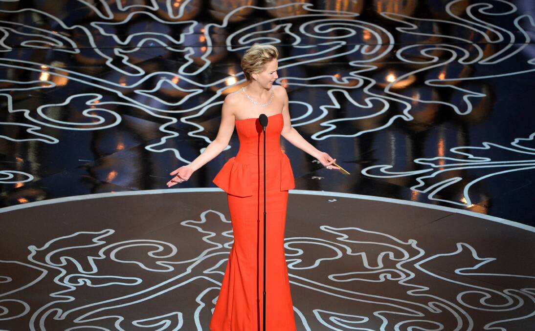 Actress Jennifer Lawrence speaks onstage during the Oscars at the Dolby Theatre on March 2, 2014 in Hollywood Photo: GETTY IMAGES