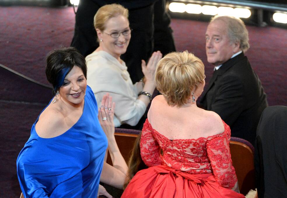 Actress/singers Liza Minnelli (L) and Lorna Luft in the audience during the Oscars at the Dolby Theatre on March 2, 2014 in Hollywood Photo: GETTY IMAGES