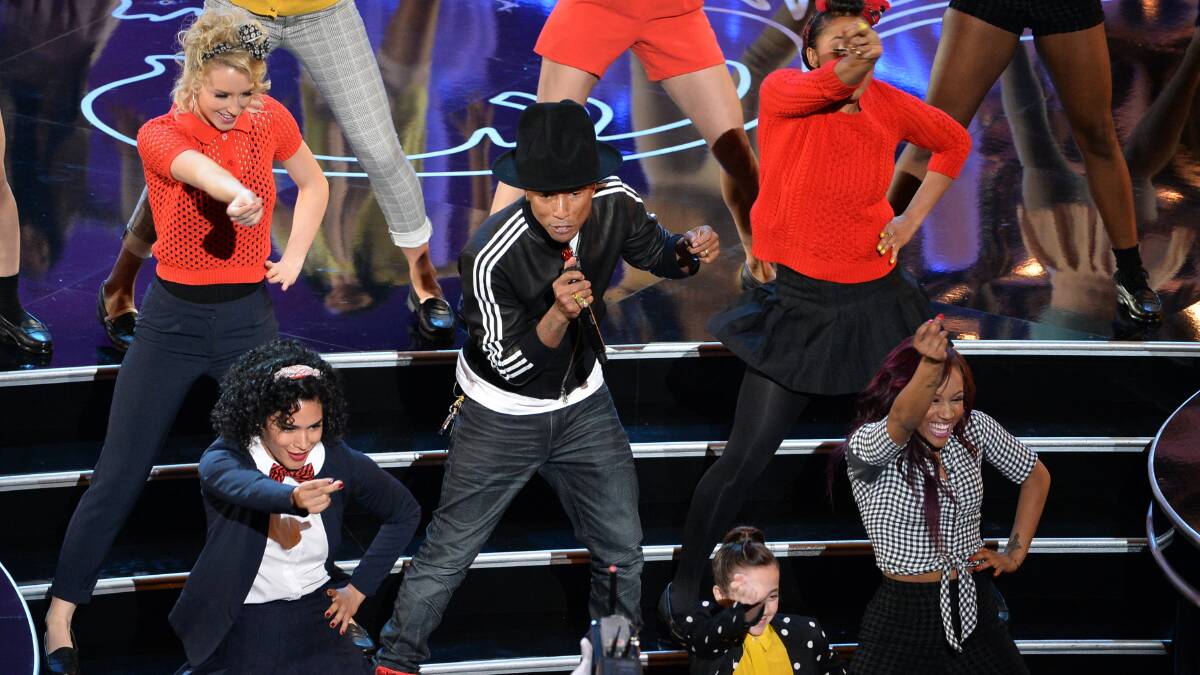 Singer Pharrell Williams performs onstage during the Oscars at the Dolby Theatre on March 2, 2014 in Hollywood Photo: GETTY IMAGES