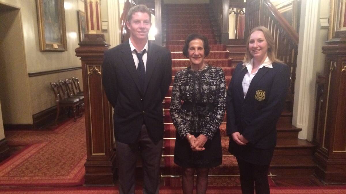 Keiren Rodwell and Veronika Hartmeier with Her Excellency Professor Marie Bashir.